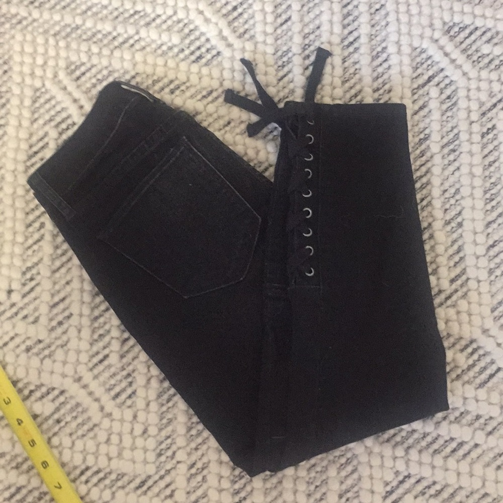 1 Black Gap Curvy True Skinny Jeans lace up detail